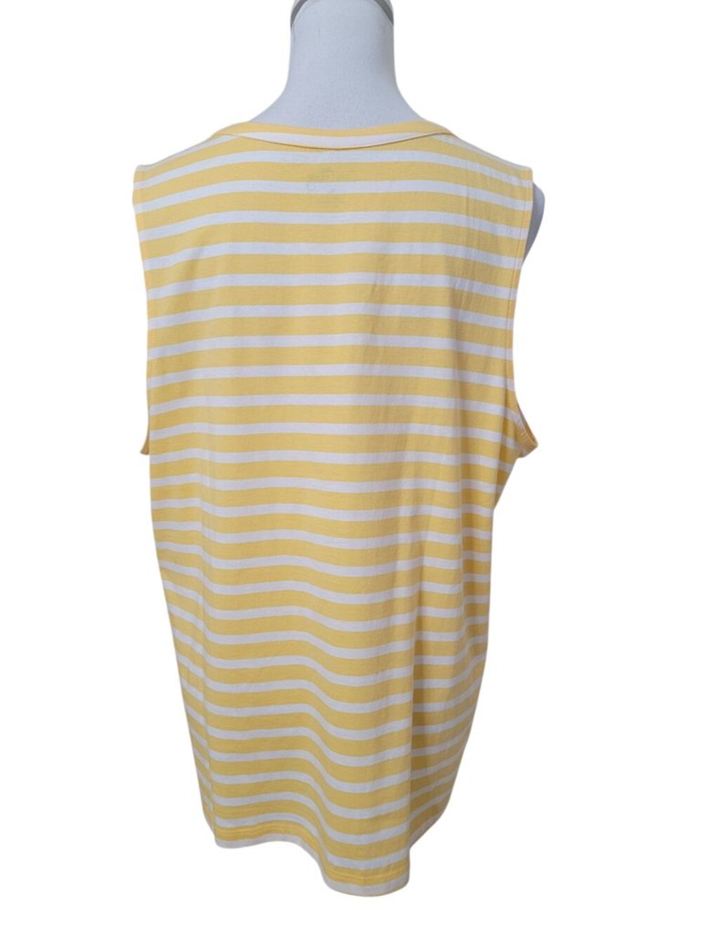 Coral Bay Size XL Yellow & White Striped V-Notch Neckline Sleeveless Top - Picture 4 of 10